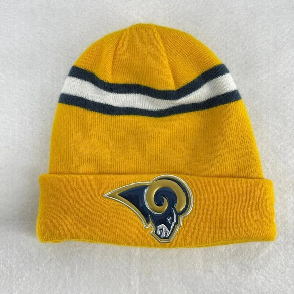 Los Angeles Rams Beanie Unisex One Size Yellow New Era Sport Cuff Knit Thermal - Picture 1 of 8